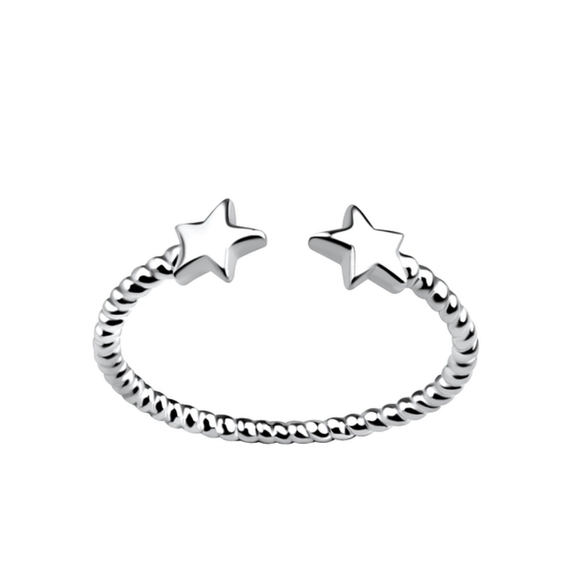 Silver Opened Star Ring - Picture 1 of 3